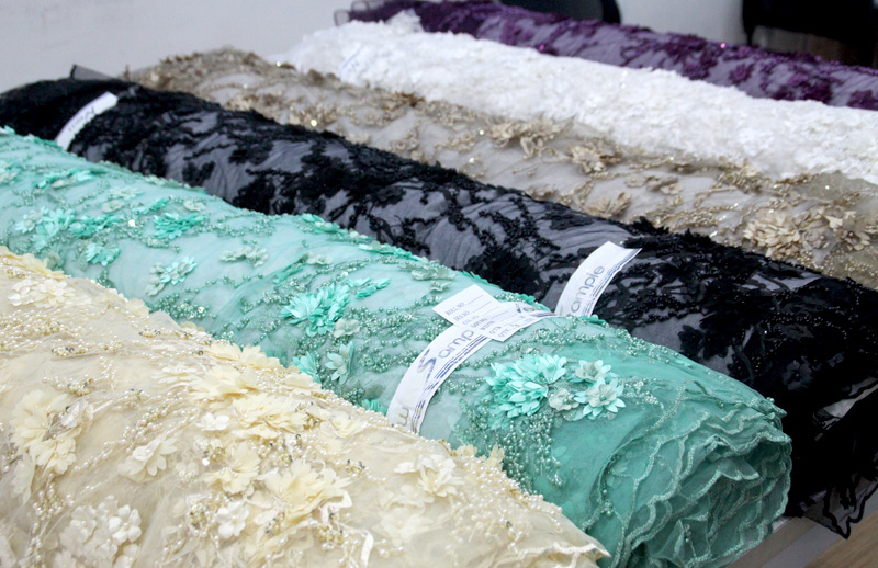 handmade beaded lace fabric