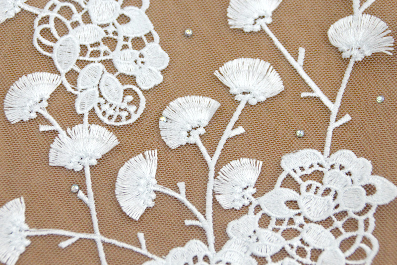 Tulle floral lace fabrics embroidered flower designs