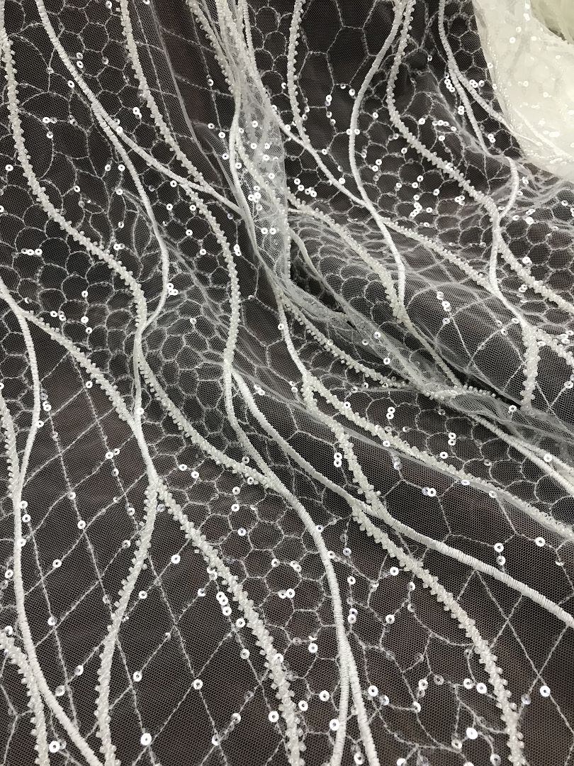 offwhite bridal wedding lace fabric embroidery beaded lace fabric