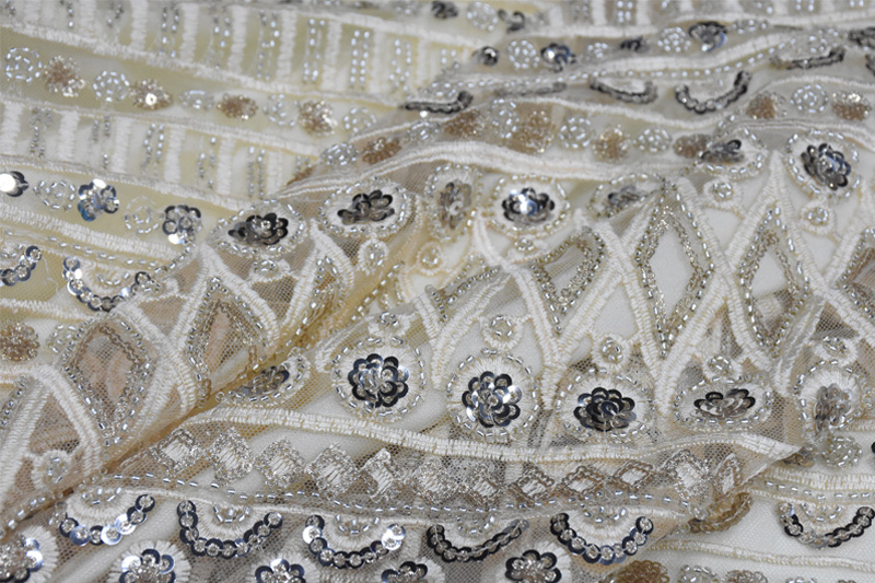 beaded sequins lace fabric