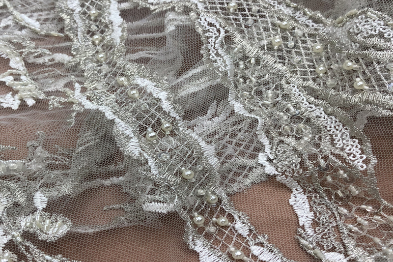 silver beaded lace