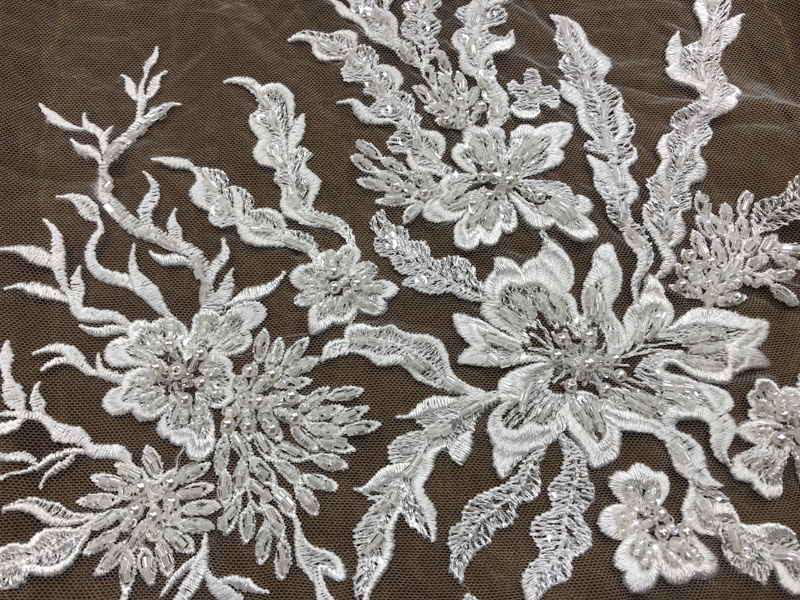 handwork beaded bridal dress fabrics