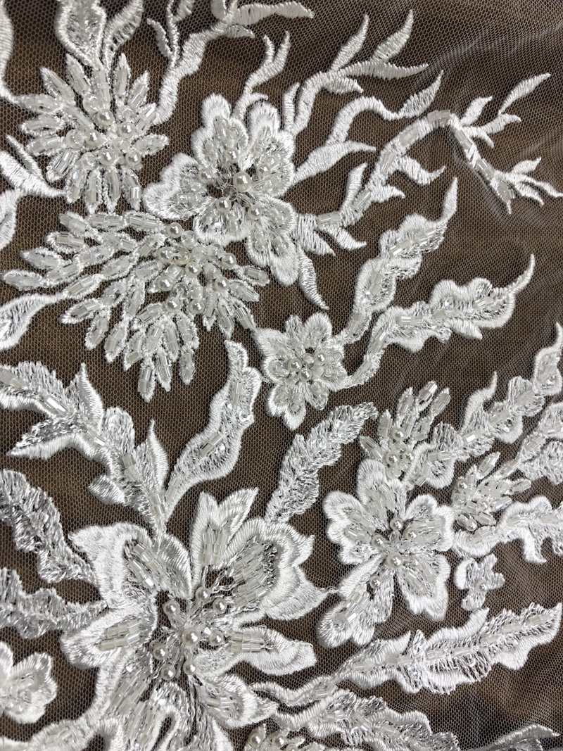 handwork beaded bridal dress fabrics