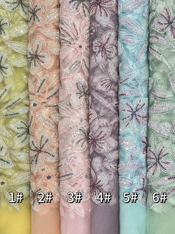 flower beaded fabrics