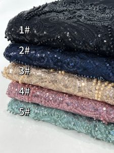 Latest beaded bridal lace fabric wholesale