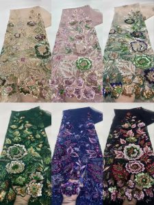 High quality wedding beaded 3d lace fabric