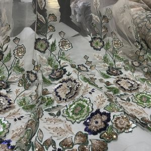 High quality wedding beaded 3d lace fabric