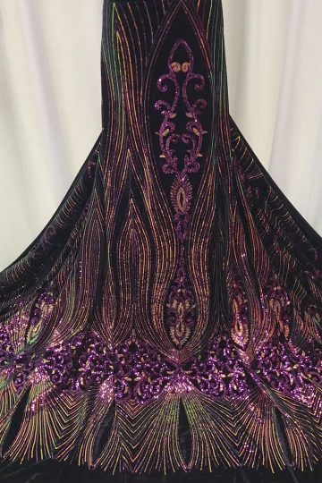 Embroidery Velvet Sequins Lace Fabric