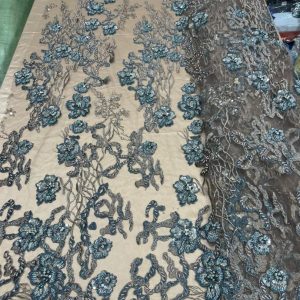 3D beaded bridal wedding lace fabric