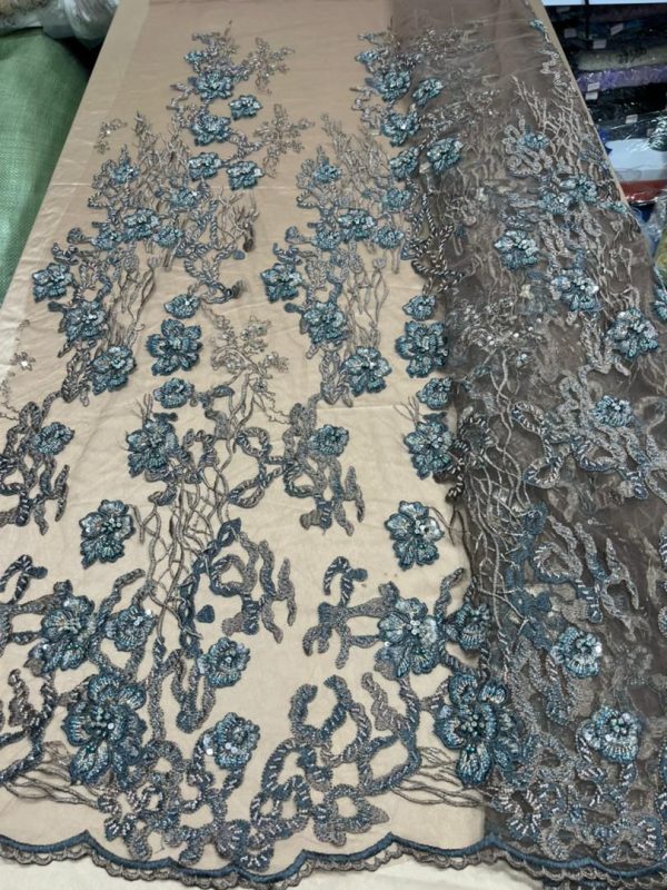 3D beaded bridal wedding lace fabric