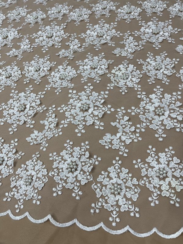 pure white beaded lace