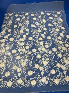 white 3d flower fabric