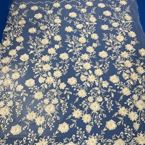 white 3d flower fabric