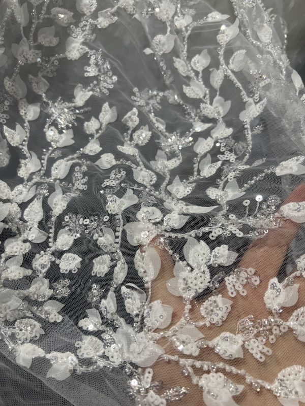 white 3d flower lace