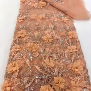 3d floral beaded fabric