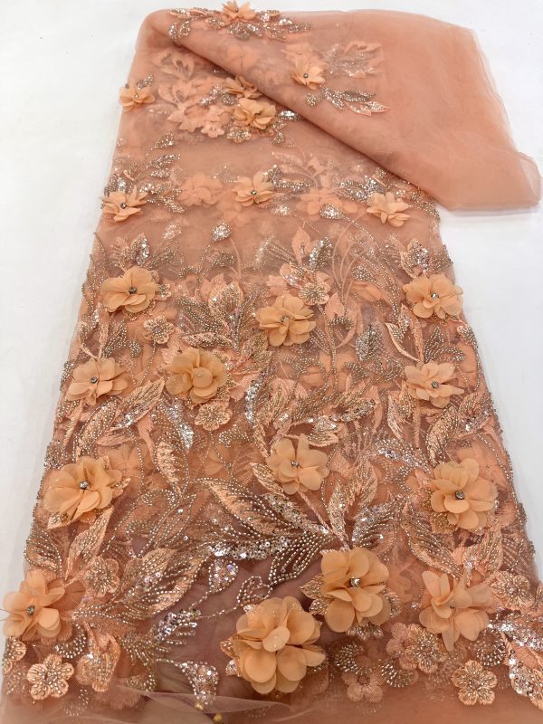 3d floral beaded fabric