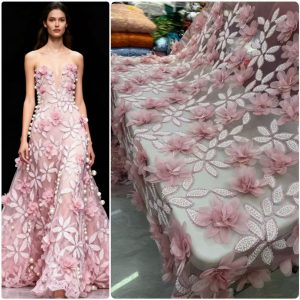 3D Floral Fabric for Haute Couture