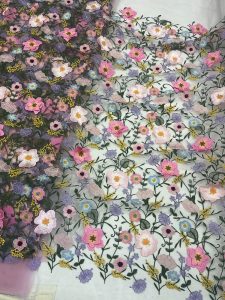 Latest 3d floral embroidery lace fabric