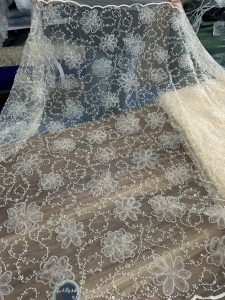 3d lace tulle beaded fabric flower