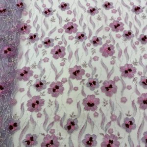 Enchanted Garden 3D Floral Beaded Tulle Fabric