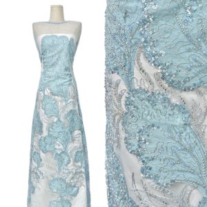 Beautiful babyblue beaded lace dress fabric wedding