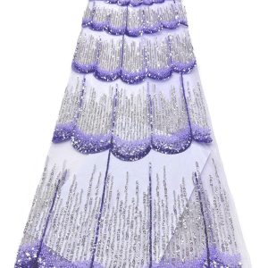 Beaded purple latest  textile lace fabric
