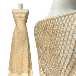 Beautiful gold beaded lace dress fabric wedding