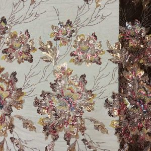 Beaded exclusive latest textile lace fabric